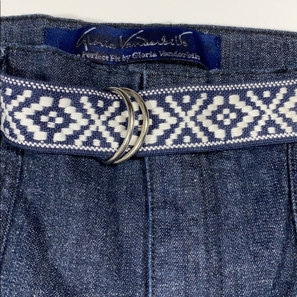 Gloria Vanderbilt SZ 8 Belted Blue Denim Jeans Capri New. D22 - Picture 4 of 12
